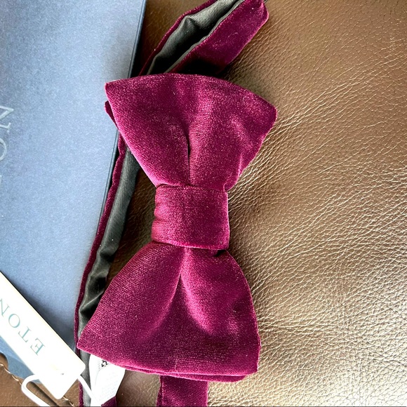Eton Red Velvet Bow Tie - Ready Tied. NEW - Picture 5 of 7
